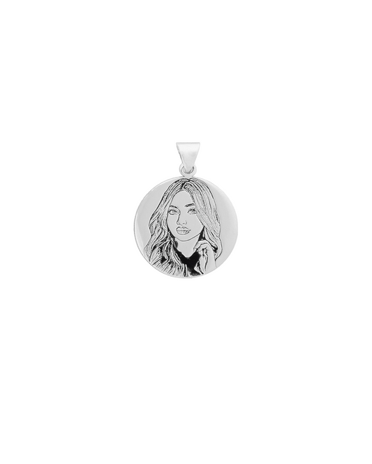 Engraved portrait charm