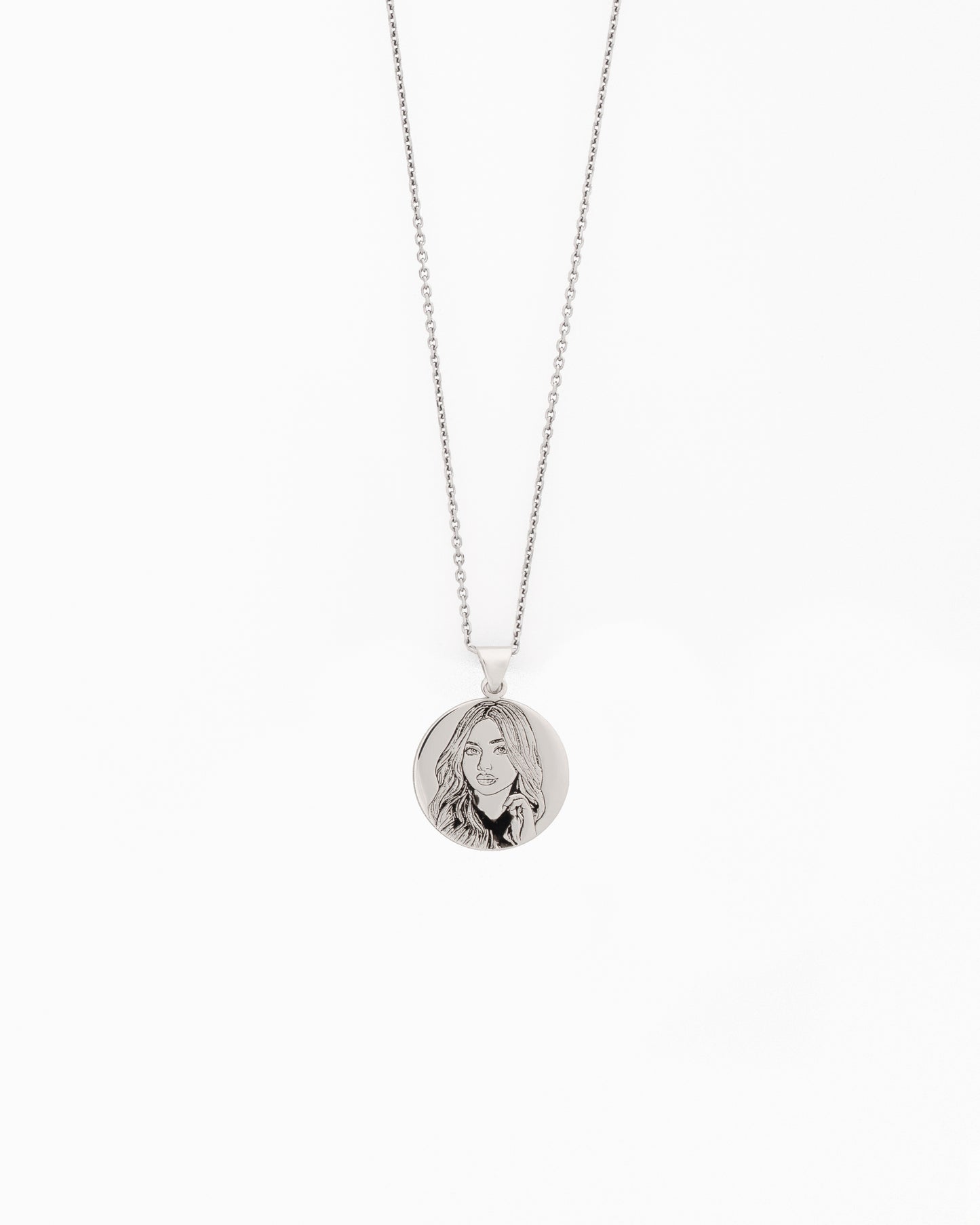 Engraved portrait necklace