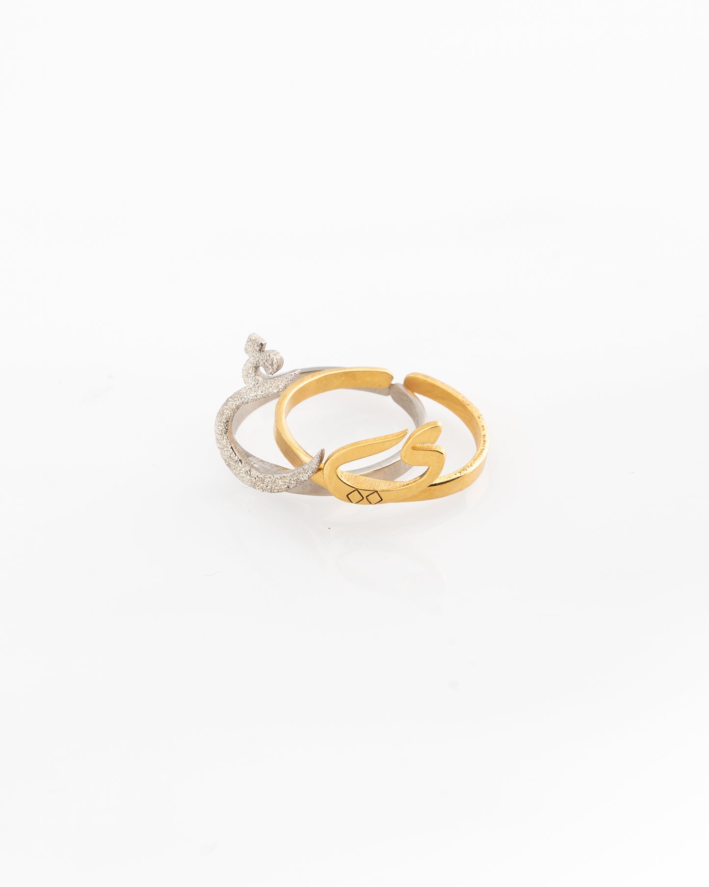Double layered, double initials ring